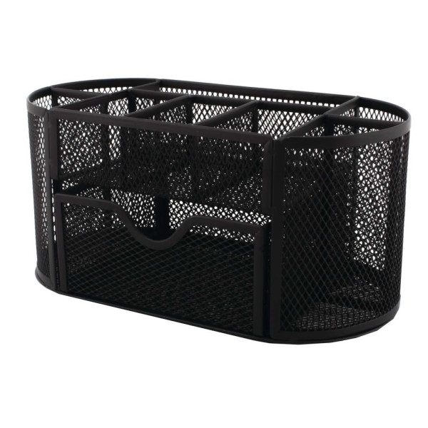 SDS M820 Metal Mesh Clip and Pen Holder with Drawer Black