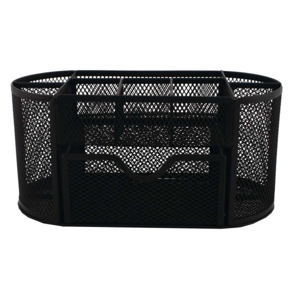 SDS M820 Metal Mesh Clip and Pen Holder with Drawer Black