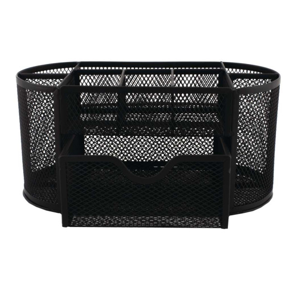 SDS M820 Metal Mesh Clip and Pen Holder with Drawer Black