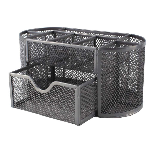 SDS M820s Metal Mesh Clip and Pen Holder with Drawer Silver