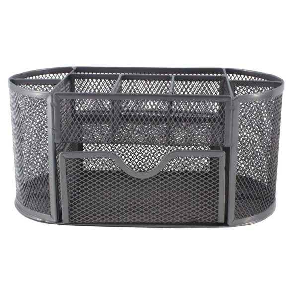SDS M820s Metal Mesh Clip and Pen Holder with Drawer Silver