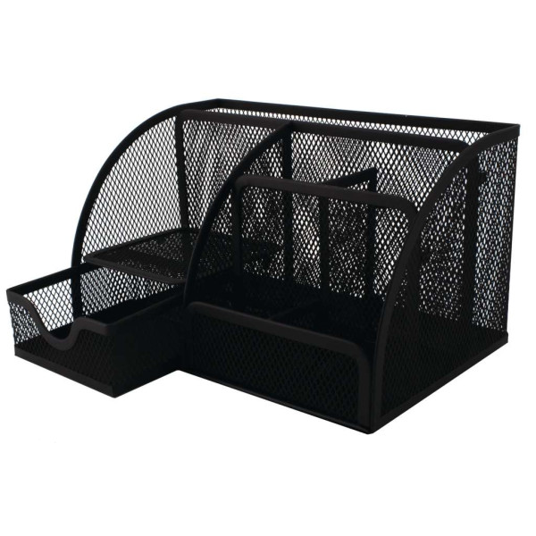 SDS M810 Metal Mesh Clip, Pen and Memo Holder with Drawer Black