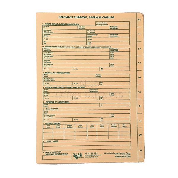 TIDY FILES A4 Specialist Surgeon Medical File - Pack of 25 TIDY FILES A4 Specialist Surgeon Medical File - Pack of 25