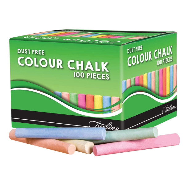 Treeline Dustless Chalk Sticks - 100 Assorted Colours Treeline Dustless Chalk Sticks - 100 Assorted Colours