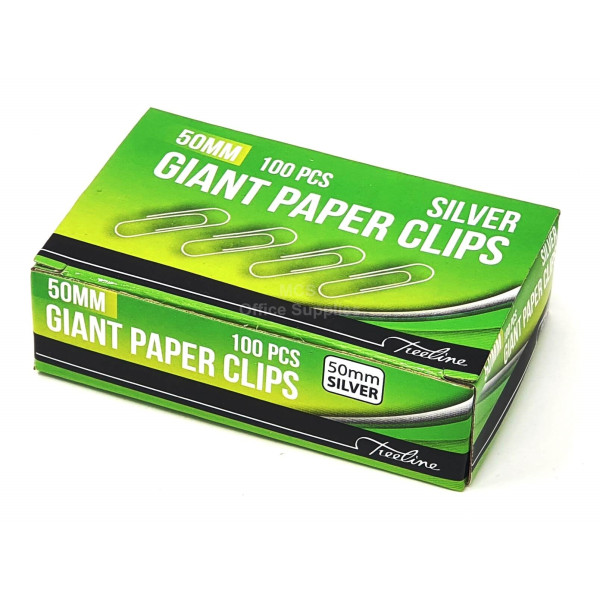TREELINE Paper Clips 50mm Silver - 100s
