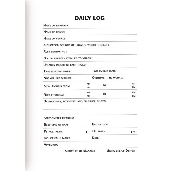 TREELINE Driver Log Book A5