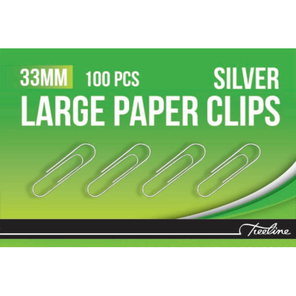 TREELINE Paper Clips 33mm Silver - 100s