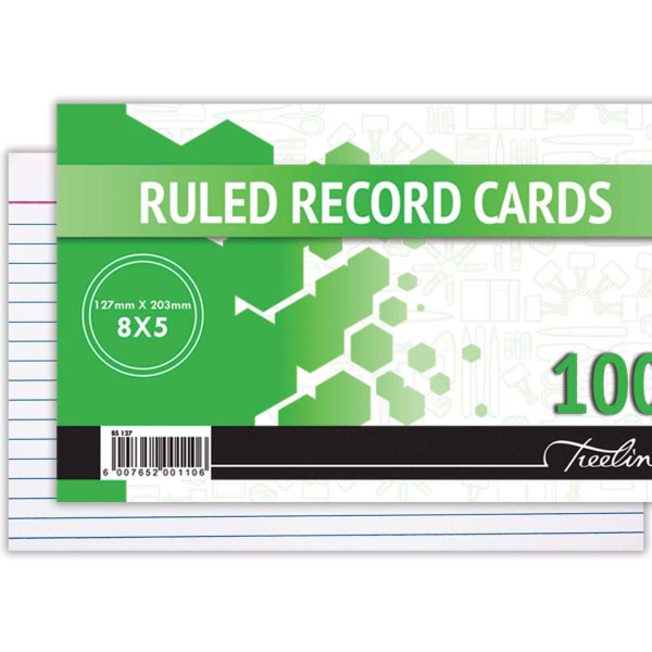 Treeline Ruled Record Cards 127 x 203mm. Treeline Ruled Record Cards 127 x 203mm.