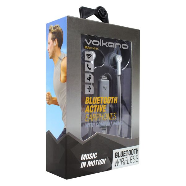 VOLKANO Motion Series Bluetooth Earphones - Grey and White