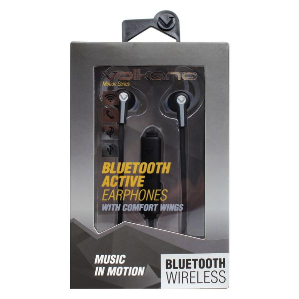 VOLKANO Motion Series Bluetooth Earphones - Black and Grey