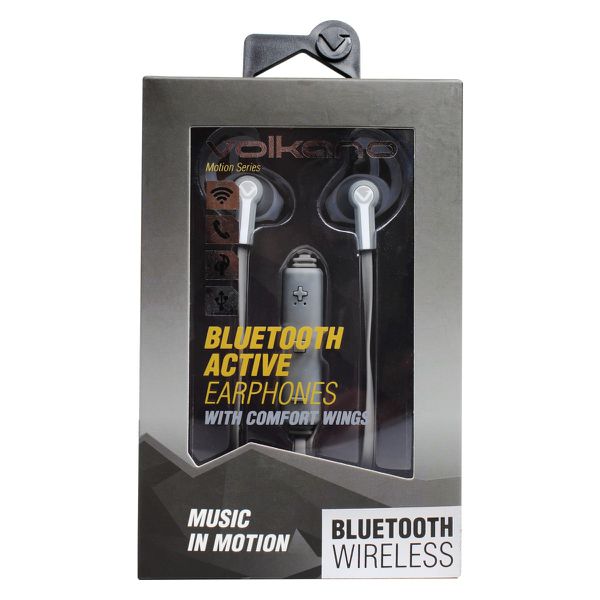 VOLKANO Motion Series Bluetooth Earphones - Grey and White