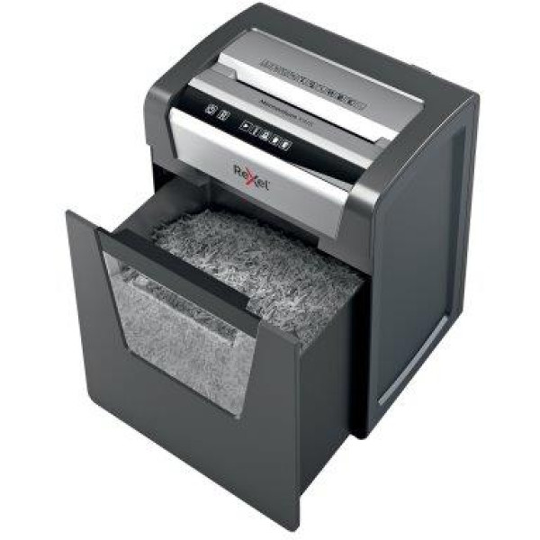 REXEL Momentum X415 Shredder – Left Side View Left side view of REXEL Momentum X415 Cross Cut Shredder for office use