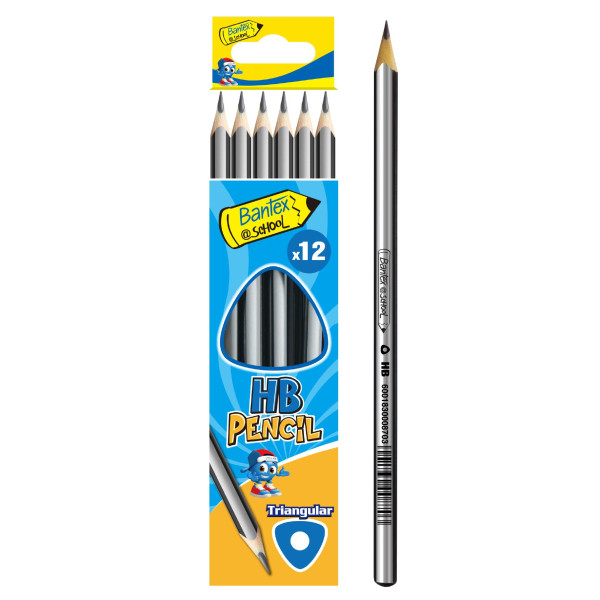 BANTEX at SCHOOL Pencil HB Triangular - 12 Pack