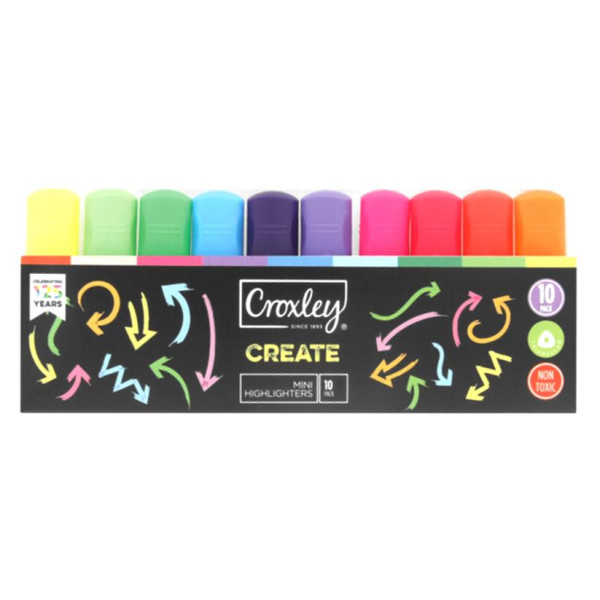 CROXLEY CREATE Mini Highlighters Assorted Pack of 10