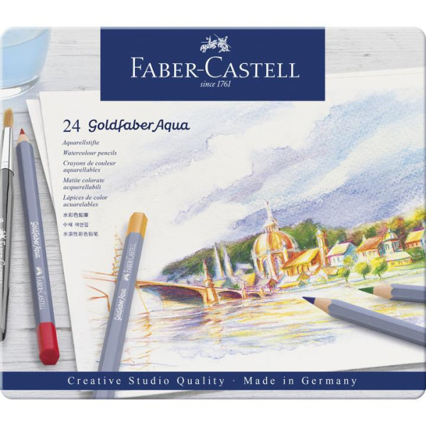 Faber-Castell Goldfaber Aqua Watercolour Pencil - Tin Of 24 Faber-Castell Goldfaber Aqua Watercolour Pencil - Tin Of 24