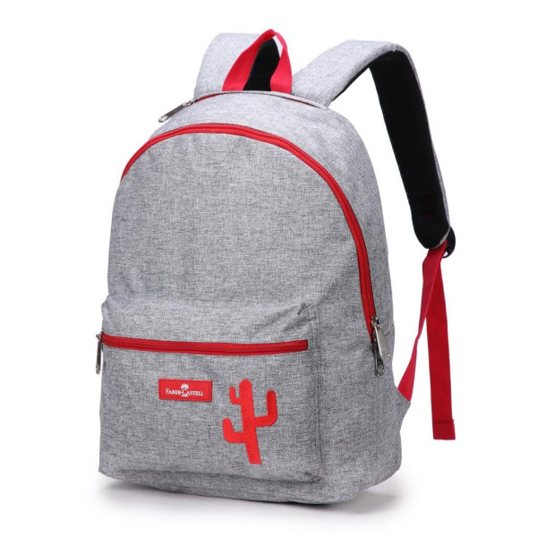 Faber-Castell Energetic Backpack - 1 compartment Grey / Red Zipper