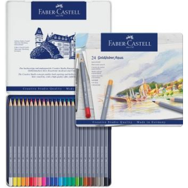 Faber-Castell Goldfaber Aqua Watercolour Pencil - Tin Of 24 Faber-Castell Goldfaber Aqua Watercolour Pencil - Tin Of 24