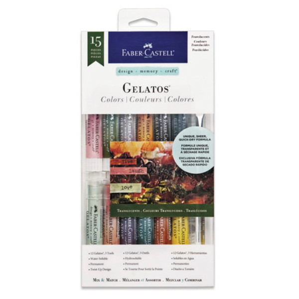 Faber-Castell Gelatos Watersoluble Crayons -  Translucent Tones -  15 Pieces