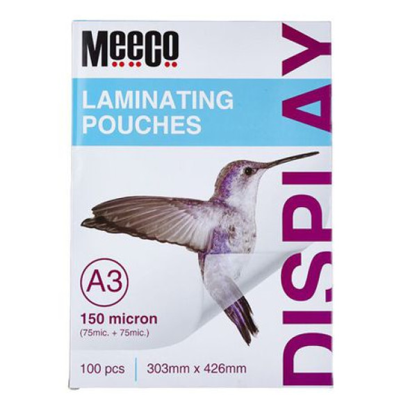 MEECO A3 Laminating Pouches Gloss 150 Micron - 100 Pack MEECO A3 Laminating Pouches Gloss 150 Micron - 100 Pack