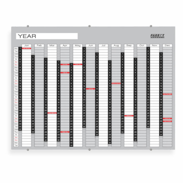 PARROT Perpetual Glass Year Planner 1200 X 900mm (Non-Magnetic)