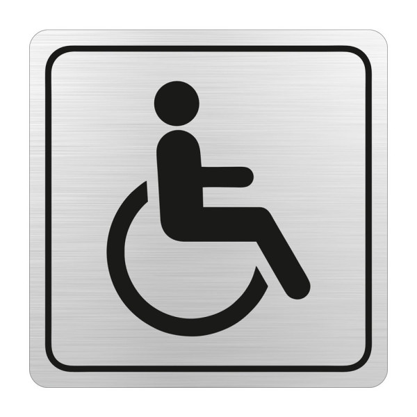 PARROT Disabled Toilet Symbolic Sign - Black Printed on Brushed Aluminium ACP - 150 x 150mm PARROT Disabled Toilet Symbolic Sign - Black Printed on Brushed Aluminium ACP - 150 x 150mm