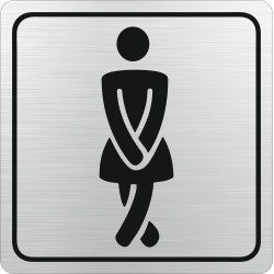 PARROT Ladies Toilet Symbolic Sign - Black Printed on Brushed Aluminium ACP - 150 x 150mm PARROT Ladies Toilet Symbolic Sign - Black Printed on Brushed Aluminium ACP - 150 x 150mm
