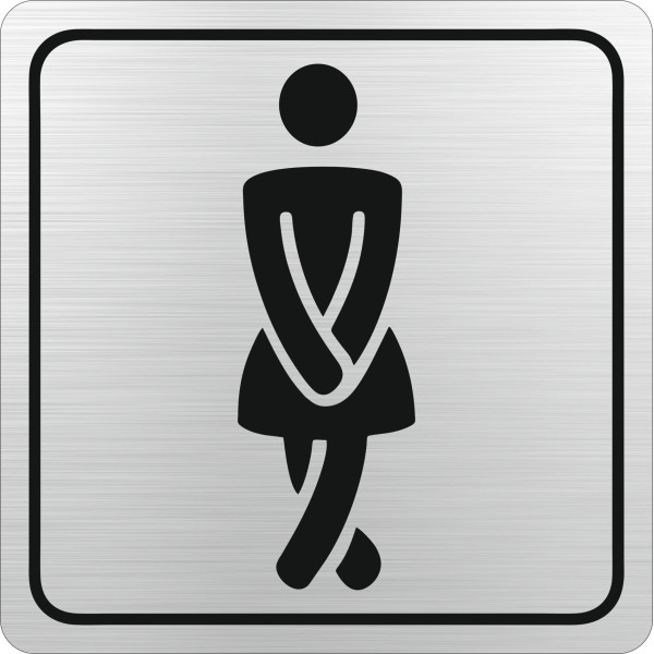 PARROT Ladies Toilet Symbolic Sign - Black Printed on Brushed Aluminium ACP - 150 x 150mm PARROT Ladies Toilet Symbolic Sign - Black Printed on Brushed Aluminium ACP - 150 x 150mm