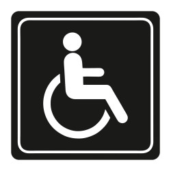 PARROT Disabled Toilet Symbolic Sign - White Printed on Black ACP - 150 x 150mm PARROT Disabled Toilet Symbolic Sign - White Printed on Black ACP - 150 x 150mm