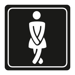 PARROT Ladies Toilet Symbolic Sign - White Printed on Black ACP - 150 x 150mm PARROT Ladies Toilet Symbolic Sign - White Printed on Black ACP - 150 x 150mm