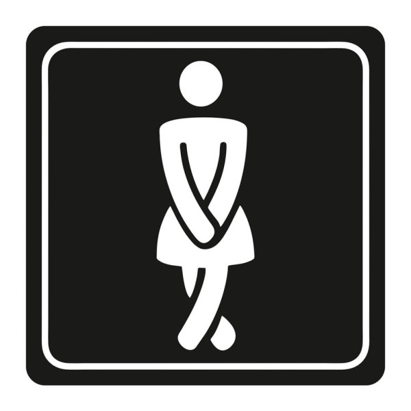 PARROT Ladies Toilet Symbolic Sign - White Printed on Black ACP - 150 x 150mm PARROT Ladies Toilet Symbolic Sign - White Printed on Black ACP - 150 x 150mm