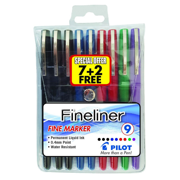 Pilot Fineliner Marker Pen Extra Fine Tip Wallet of 9 Pilot Fineliner Marker Pen Extra Fine Tip Wallet of 9