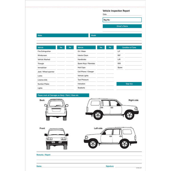 RBE Vehicle Inspection Book A4 RBE Vehicle Inspection Book A4