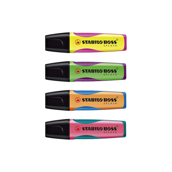 STABILO BOSS Splash Grip highlighters - Wallet 4 STABILO BOSS Splash Grip highlighters - Wallet 4
