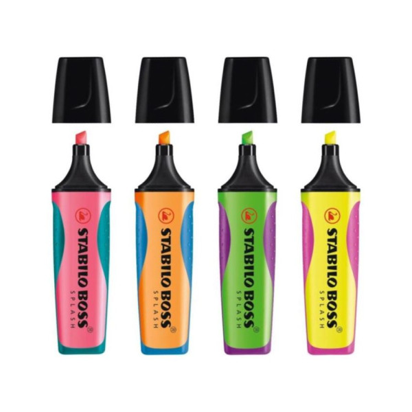 STABILO BOSS Splash Grip highlighters - Wallet 4 STABILO BOSS Splash Grip highlighters - Wallet 4