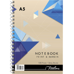 TREELINE Note Book A5 Side Bound Feint and Margin - 100 Pages