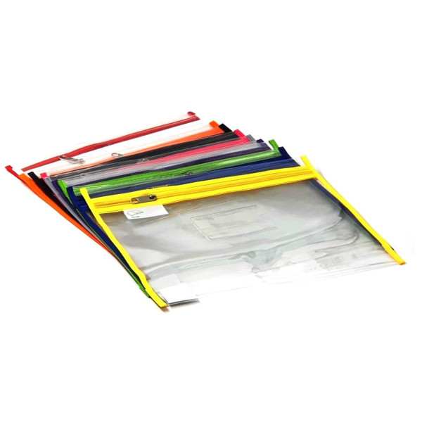 TREELINE PVC Book Bag with Zip Assorted Colours - 10 Pack TREELINE PVC Book Bag with Zip Assorted Colours - 10 Pack