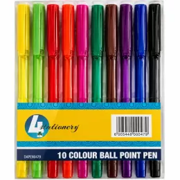 4 Stationery Triangular Ballpoint Pens Wallet of 10 – ergonomic triangular grip, assorted colours