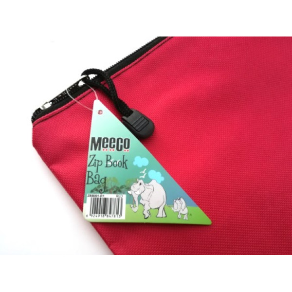 MEECO A4 Nylon Book Bag with Zip - Red MEECO A4 Nylon Book Bag with Zip - Red