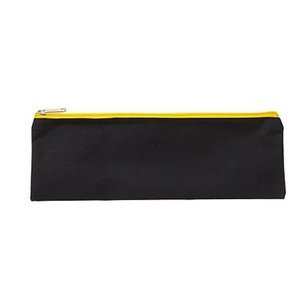 MEECO Large 33cm Nylon Pencil Bag with Zip - Black