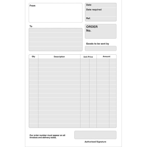 RBE A4 Duplicate Order Pad RBE A4 Duplicate Order Pad