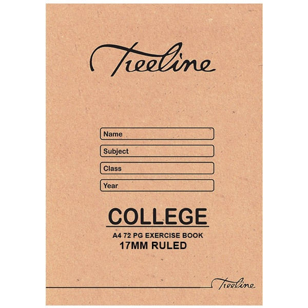 TREELINE A4 College Exercise Book 72 Page 17mm Ruled