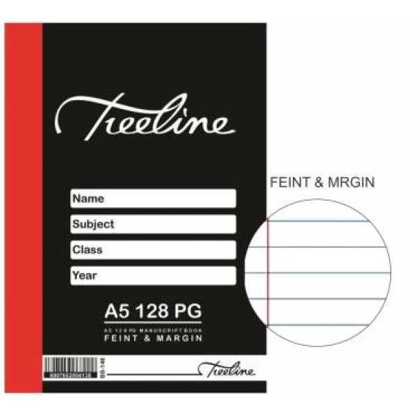 TREELINE A5 Manuscript Book Feint and Margin - 128 Page TREELINE A5 Manuscript Book Feint and Margin - 128 Page