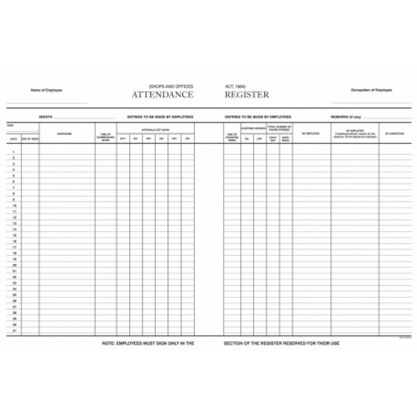 TREELINE Attendance Register A4 Soft Cover