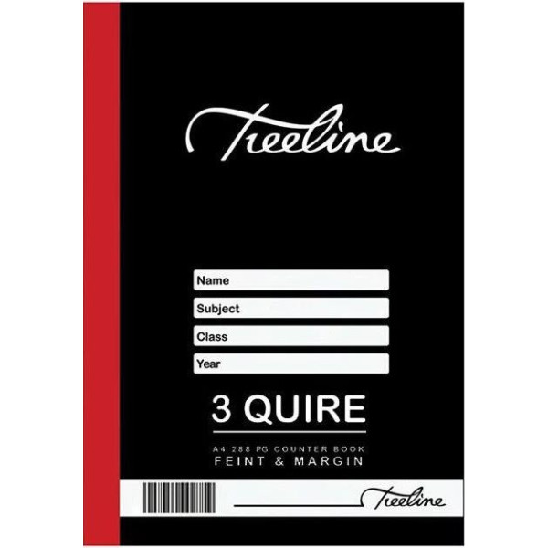 TREELINE A4 Counter Book 3 Quire Feint and Margin - 288 Pages TREELINE A4 Counter Book 3 Quire Feint and Margin - 288 Pages