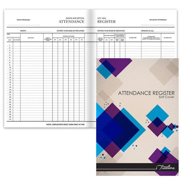 TREELINE Attendance Register A4 Soft Cover
