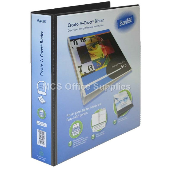 Bantex Ring Binders A4 Create A Cover 40mm 2 Ring Black Bantex Ring Binders A4 Create A Cover 40mm 2 Ring Black
