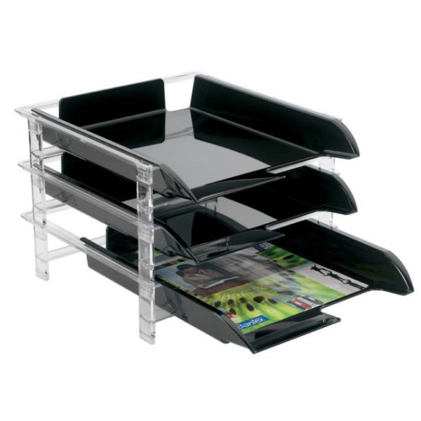 BANTEX Vision Letter Tray - 3 Tier - Black