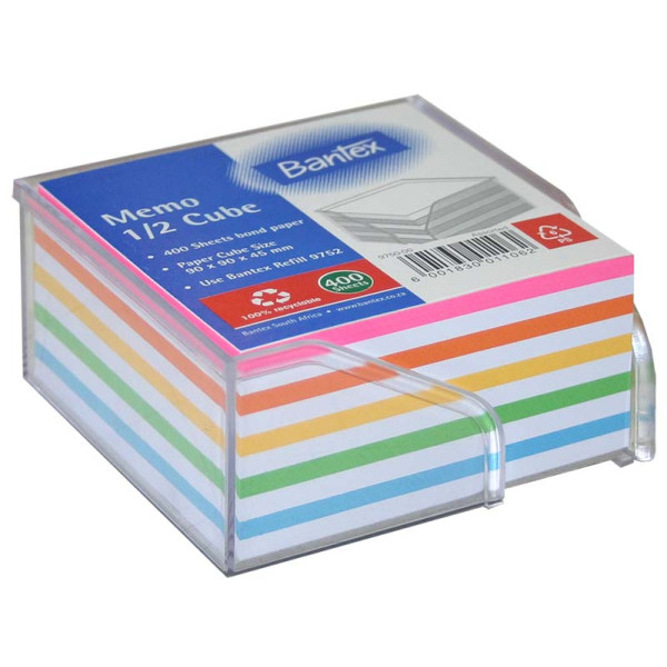 BANTEX Memo Half Cube With Paper - Rainbow Sheets BANTEX Memo Half Cube With Paper - Rainbow Sheets
