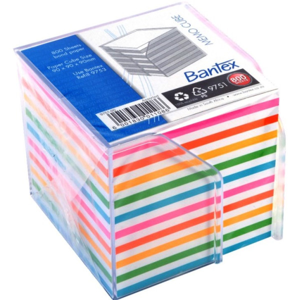 BANTEX Memo Cube With Paper - Rainbow Sheets