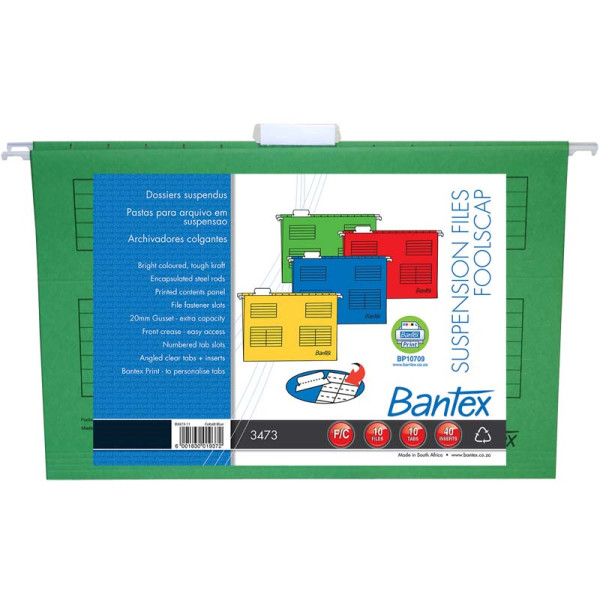 Bantex Suspension Files Foolscap Retail Pack Grass Green - 10 Pack Bantex Suspension Files Foolscap Retail Pack Grass Green - 10 Pack